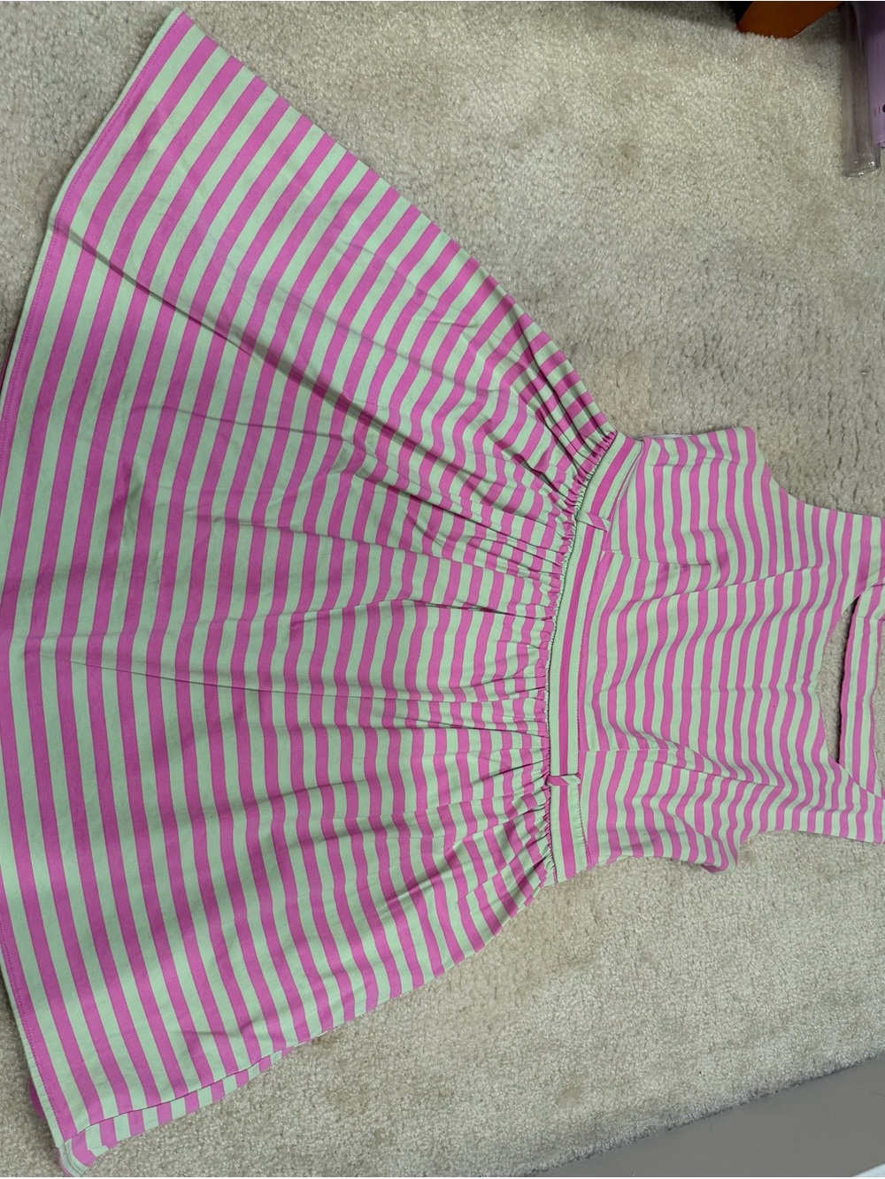 City Studio Pink and White Striped Sleeveless Fit-and-Flare Dress